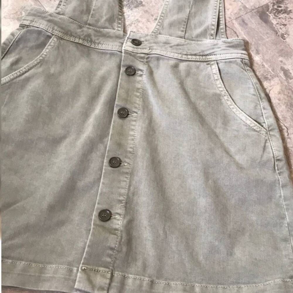 Free People Twill Button-Front Jumper Dress Size 6 - Picture 7 of 10